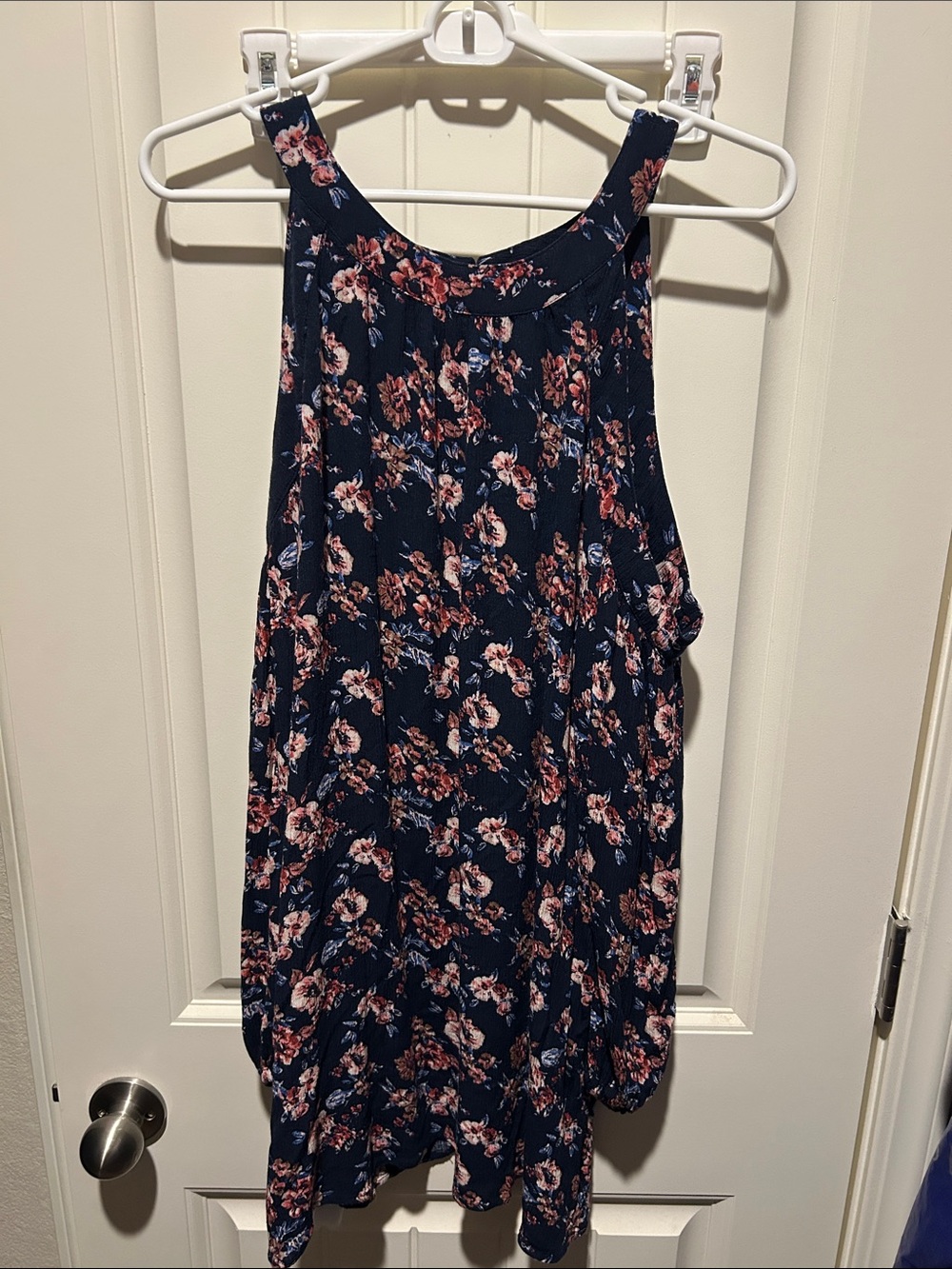 Band of Gypsies Navy Floral Cold-Shoulder Dress